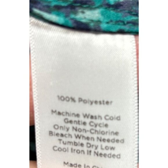 Talbots Womens 2X Blouse Teal Print LongSleeve Relaxed Fit - Picture 4 of 6
